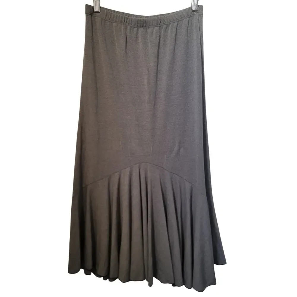 Vintage Y2K Made in USA Grey Maxi‎ Flowy Tiered Skirt XL Witchy Grunge Emo Fairy